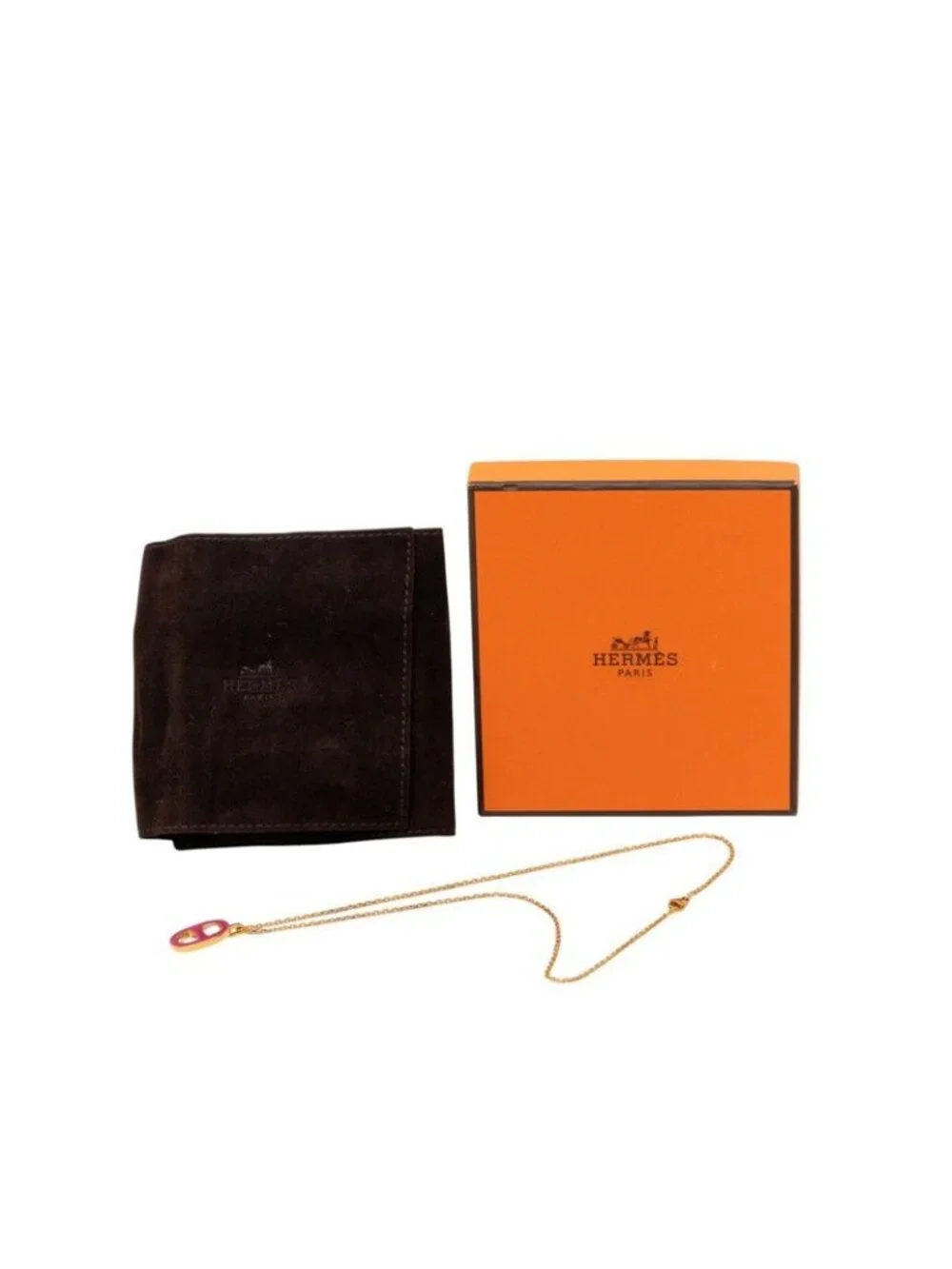 Hermes Chaine D'ancre Illiad Necklace Pink Gold Plated